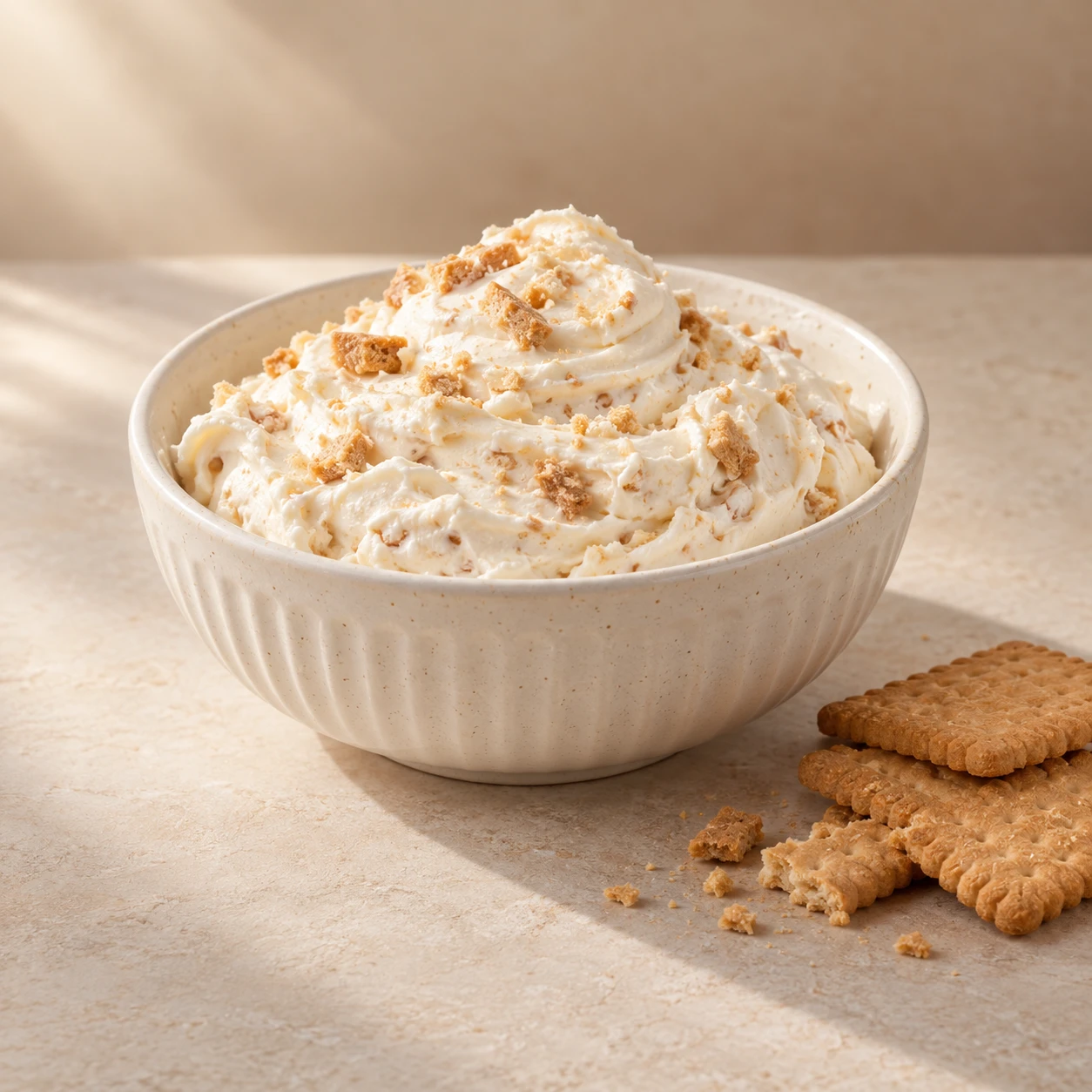 Mastic cream with biscuit