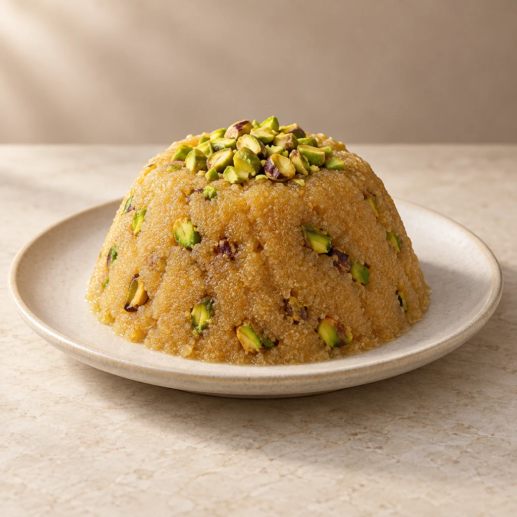 Semolina halva with pistachio