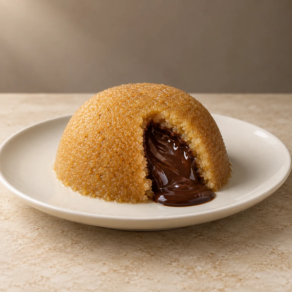 Semolina halva with profiterole cream